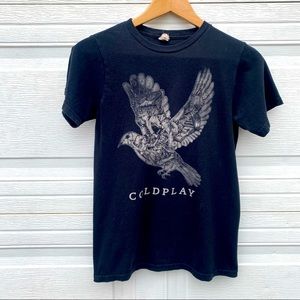 Women’s black Coldplay tee shirt with bird graphic